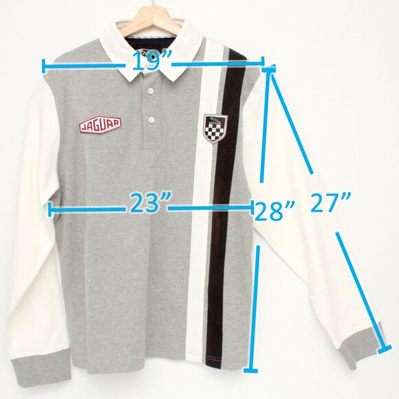 Jaguar Men's Long Sleeve Polo Shirt Flag Logo Embroidery XL - Picture 4 of 11